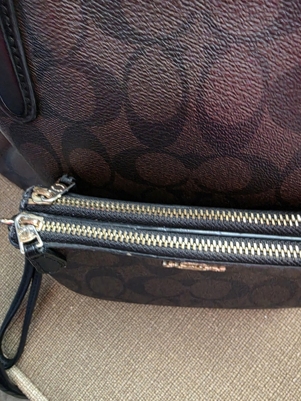 Coach Black Signature Satchel with Matching Pouch and Charm - Picture 3 of 14
